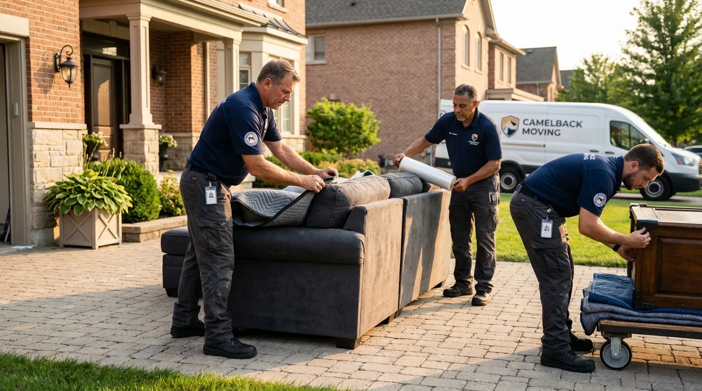 Large estate moving crew wrapping furniture in Shady Cove, OR