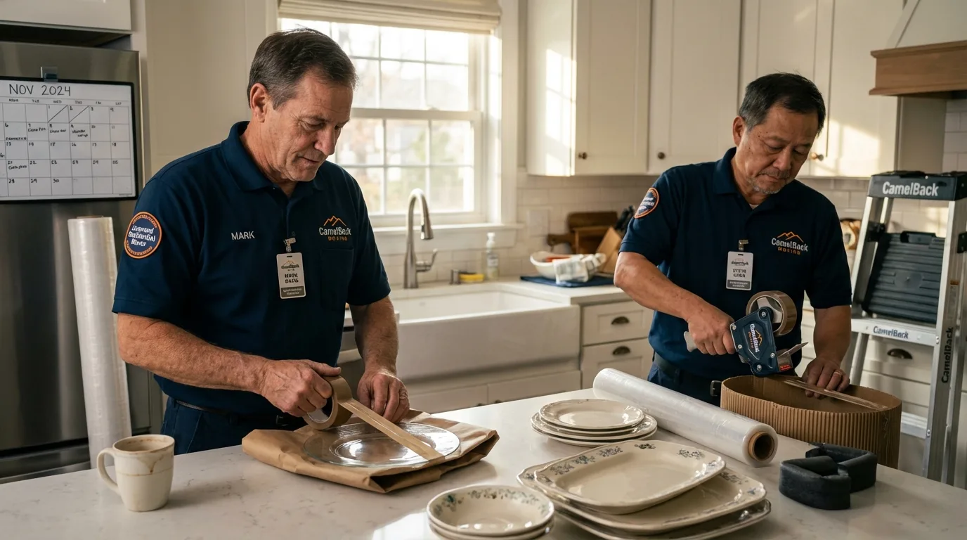 Professional crew packing kitchen dishware in Shady Cove, OR